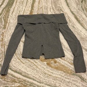 Abercrombie & Fitch Heather Gray off shoulder Knit Top